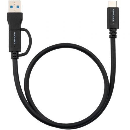 Nanocable Cable USB-C 3.2 Gen2 con cabezal intercambiable USB-C/USB-A a USB-C, 3m, Negro Nanocable Cable USB-C 3.2 Gen2 con cabezal intercambiable USB-C/USB-A a USB-C, 3m, Negro
